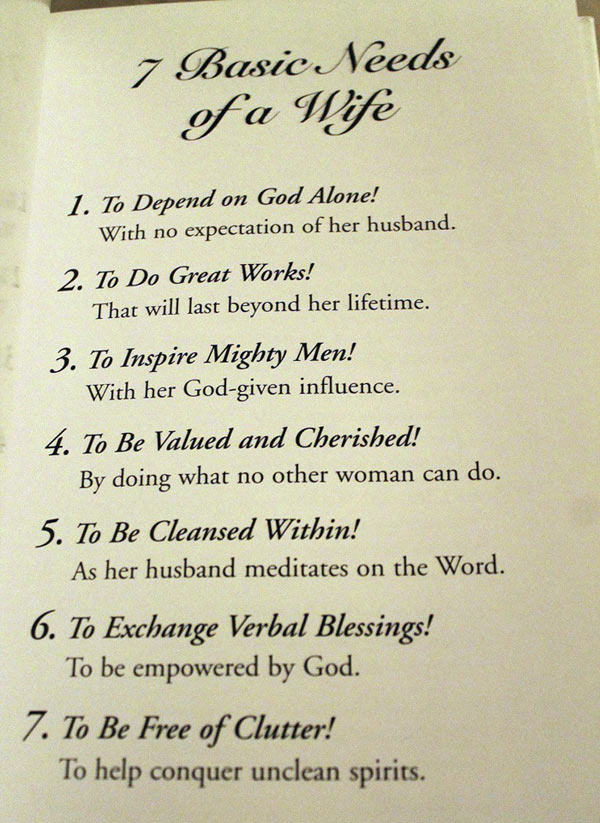 the 7 basic needs of a wife
