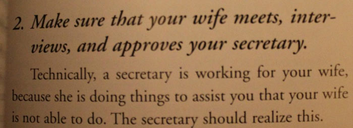 make sure your wife approves of the new secretary