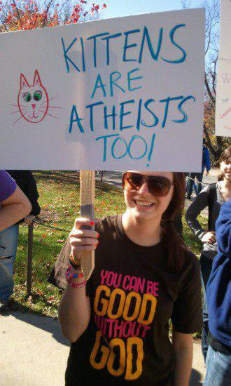 Kittens are atheists, too.